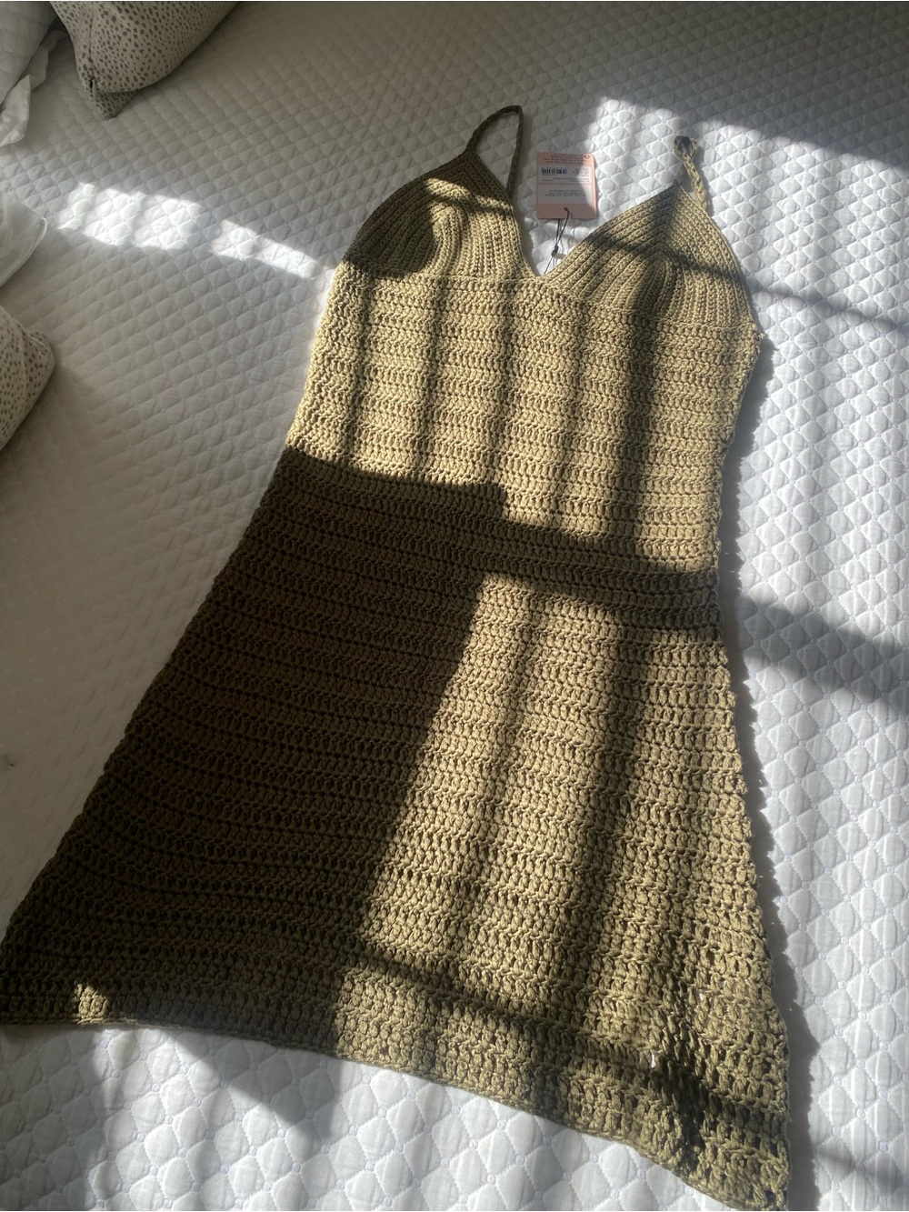 Missguided Olive Crochet V-Neck Mini Dress